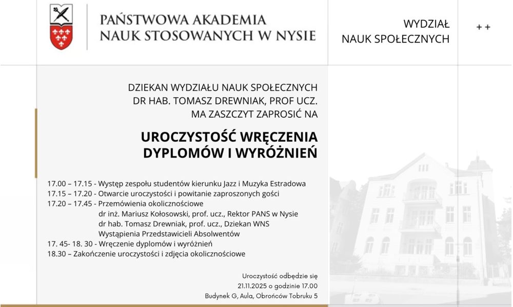 Zaproszenie na Święto Wydziału Nauk Społecznych